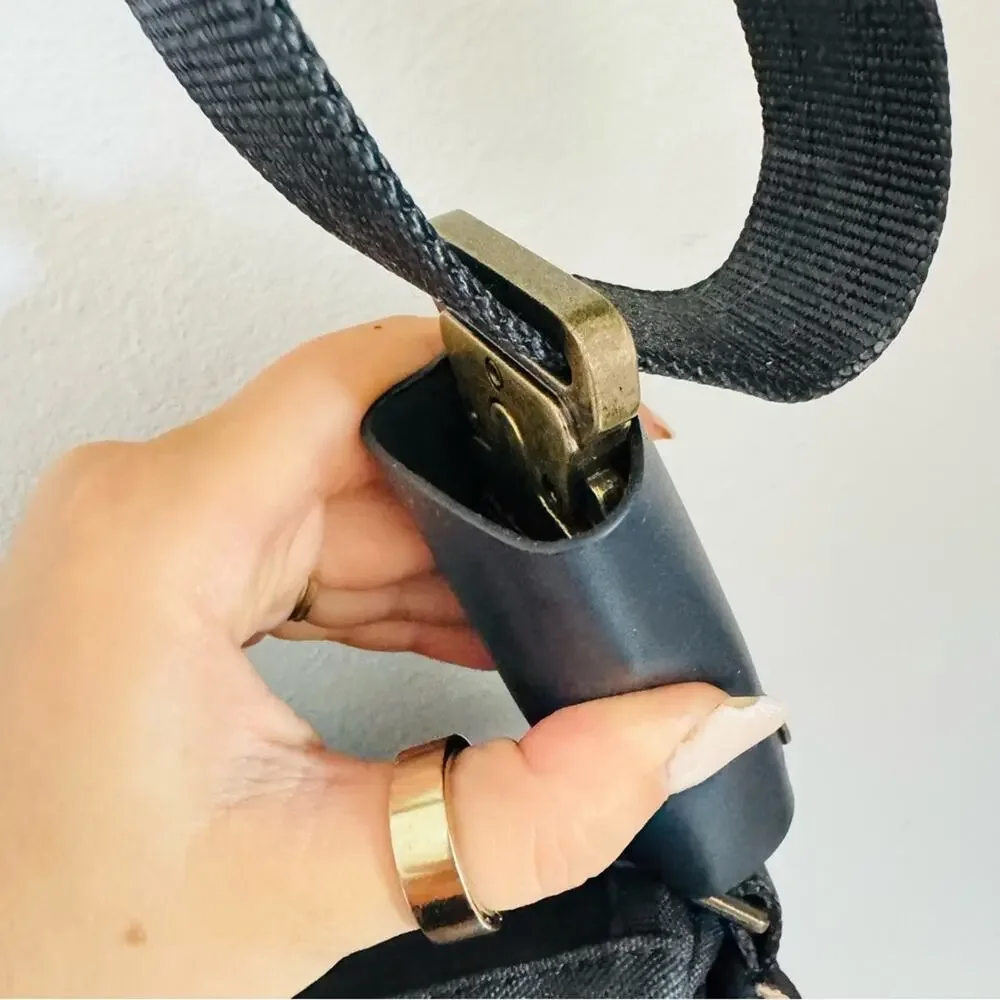 LOCTOTE Washed Black Padlock Crossbody Hip Bum Bag Travel Purse Zip Pockets